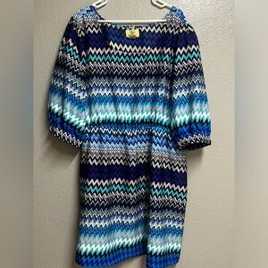 Women’s Blue Chevron Dress, plus size 3X